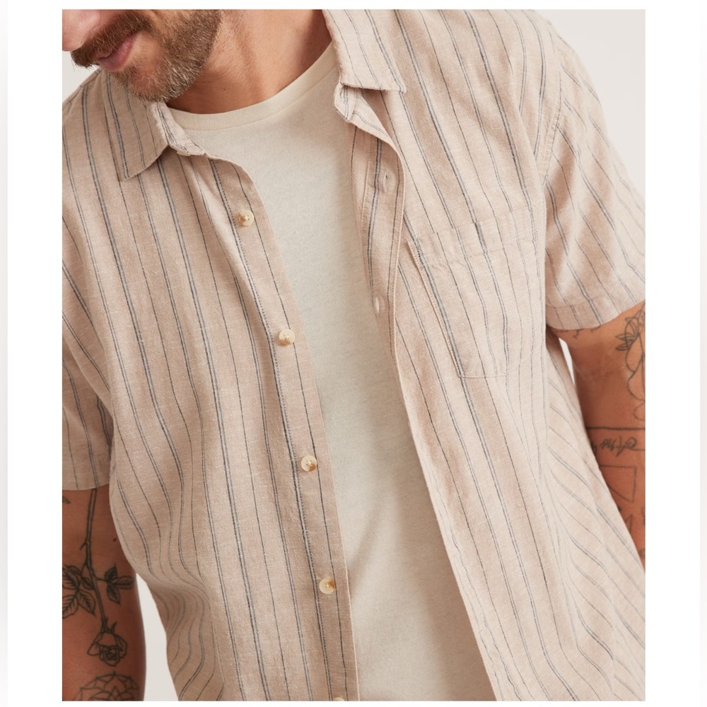 Marine Layer Men's Hemp Tencil Short Sleeve Shirt
